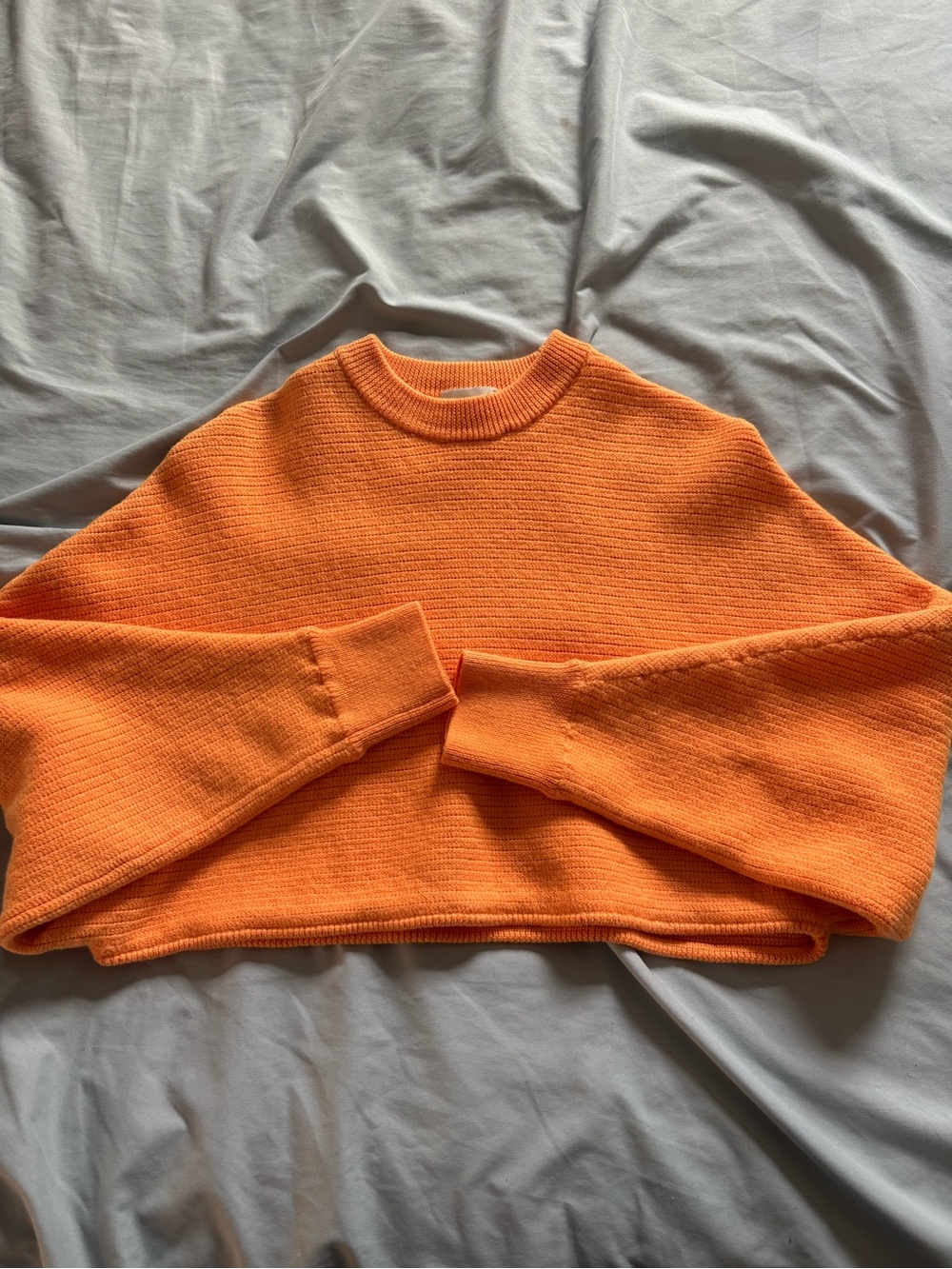 Wilfred Free Bright Orange Cropped Crew Sweater